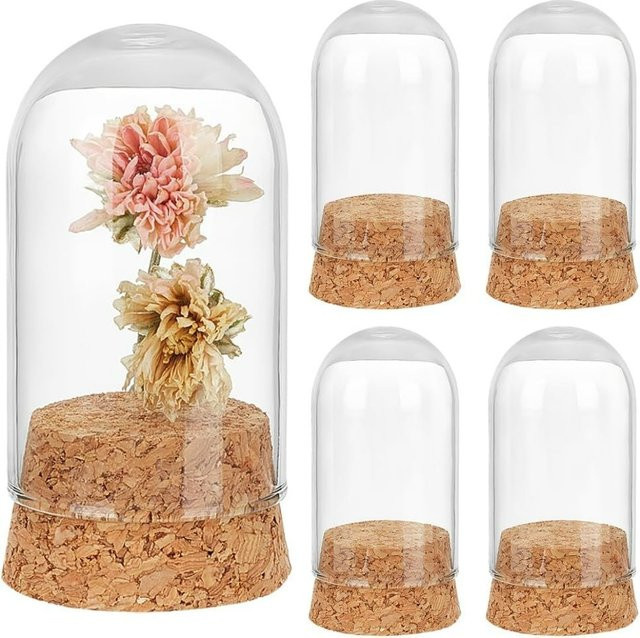 4 Stück Mini-Glasgläser mit Korkdeckel, transparente Glas-Display-Kuppeln zur Dekoration - Bild 1