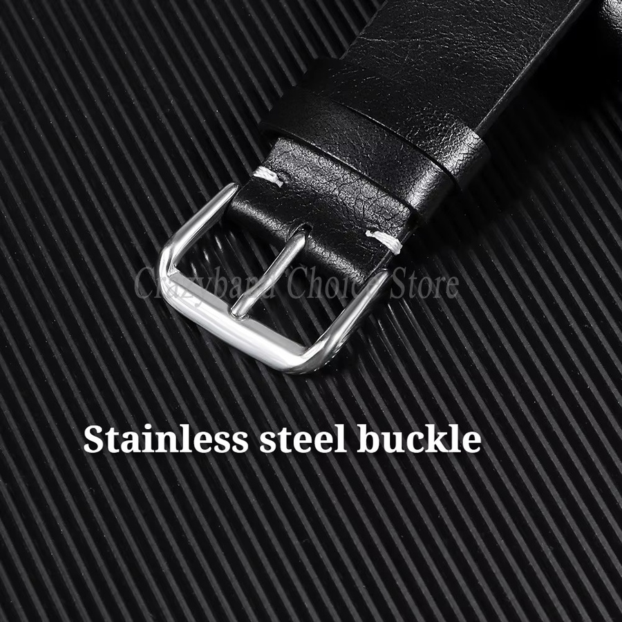 Uhrenarmband Leder, Ölwachs-Leder, Schwarz, Herren - Bild 2