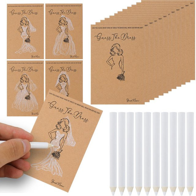 ZQCXLD Hochzeitskleid-Guess-the-Dress-Spielkarten, 20-teiliges Set, mit Stiften - Bild 1