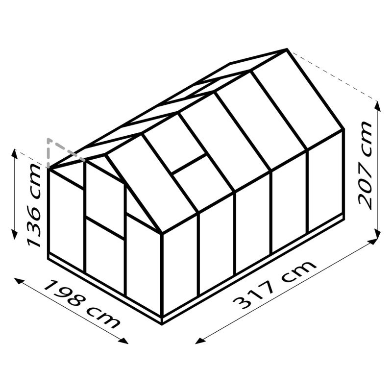 Vitavia Gewächshaus Triton 6200 in Smaragdgrün mit Stahlfundament und 6 mm HKP-Verglasung, 6,2 m² - Bild 5
