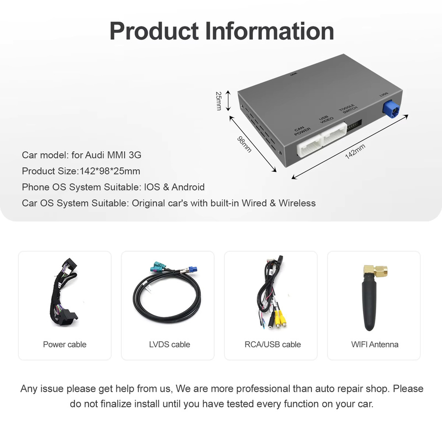 REEIIO Drahtloser CarPlay und Android Auto Adapter für Audi A3 8v (2013-2018) mit Mirror Link, AirPlay, Bluetooth, GPS Navigation und Kamera-Unterstützung in Grau - Bild 5