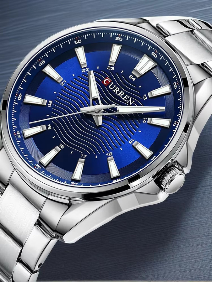 CURREN Armbanduhr, Quarz, Edelstahl, Blau, Herren - Bild 5