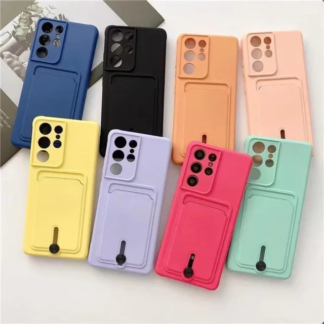 Silikon Soft Cover Handyhülle mit Kartenhalter und Brieftasche für Samsung Galaxy S25 Ultra S24 Plus S23 FE A55 A56 A36 A06 A16 A07 A17 in Rot - Bild 1