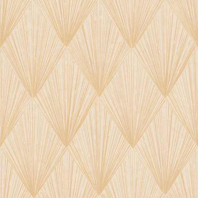 Profhome Grafik Tapete Geometrisch in Gold, Gelb und Creme, Art Deco Design, Non-Woven, 0,53 m x 10,05 m - Bild 1
