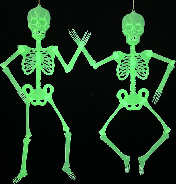 ZQNYCY Halloween-Skelett-Dekoration im Dunkeln leuchtend, gruselige Knochen-Hängeornamente in Grün für Party und Spukhaus-Deko - Bild 1
