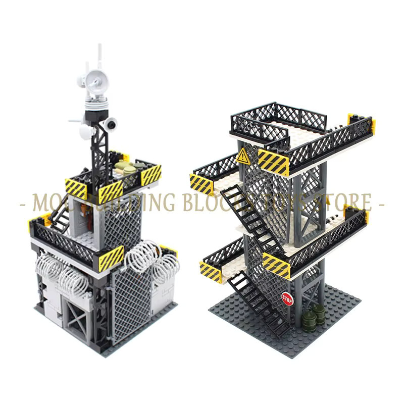Jile Militärische Basis Gefängnis Szene MOC Bausteine Set aus Kunststoff in Grau - Bild 2