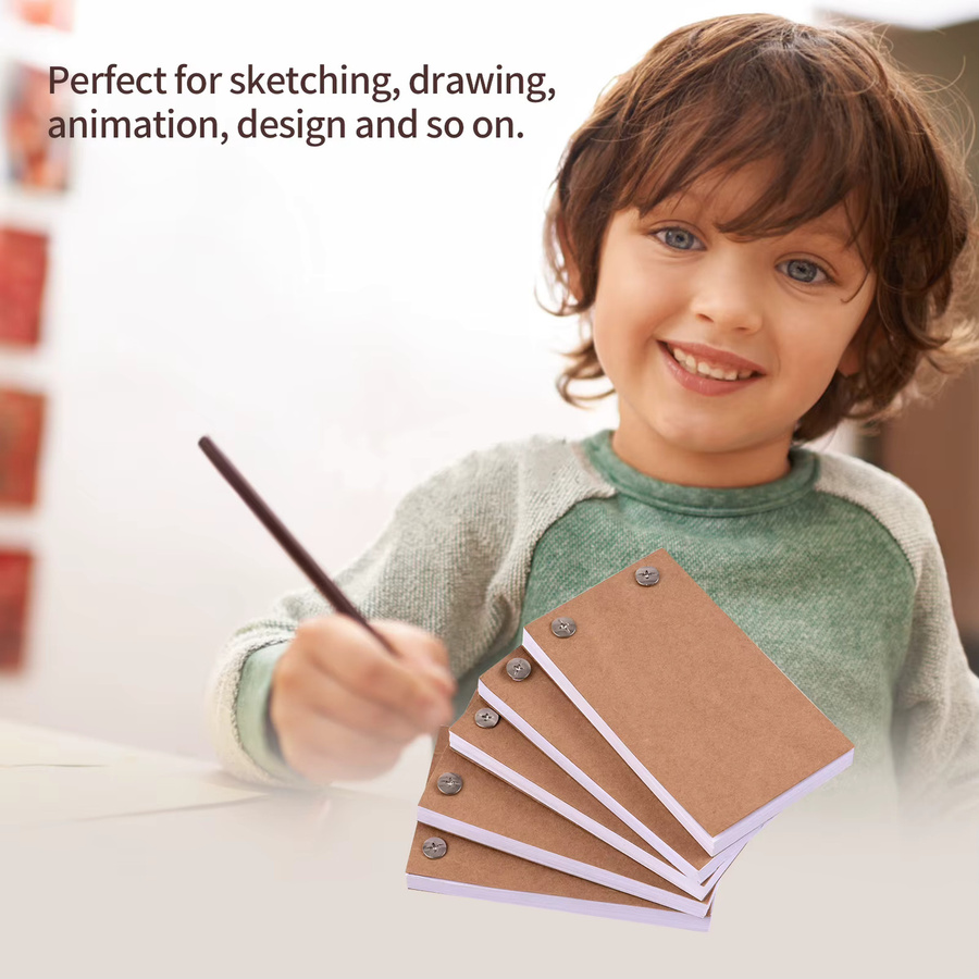 Aibecy Leeres Flipbook-Kit mit Animationspapier und Binden-Schrauben in Weiß und Braun für LED-Tracing-Lichtblock-Zeichnungen und Skizzen - Bild 4