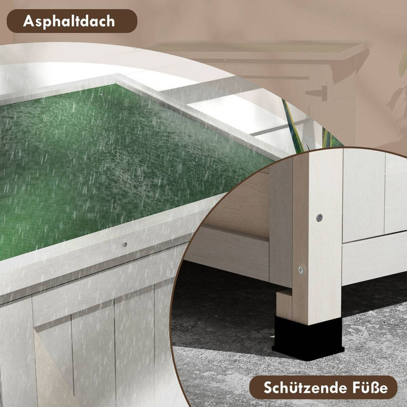 Outsunny Gartenschrank aus Tannenholz in Hellgrau, wetterfester Geräteschuppen mit 2 Türen und Asphaltdach für Garten und Terrasse, B/T/H: 110 x 55 x 117 cm - Bild 4