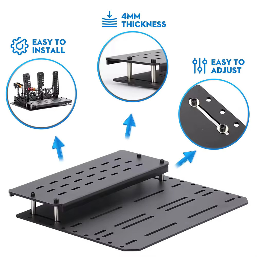 Simplayer Pedal-Montageplatte für 3-Pedal-Set in Schwarz mit 3 hydraulischen Stangen für Sim Racing Pedale - Bild 4