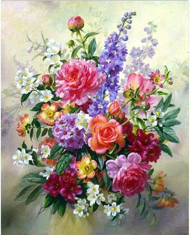 FIYO Diamond Painting Set mit floralem Frühlingsmotiv, mehrfarbig, B/H: 20 x 30 cm - Bild 1