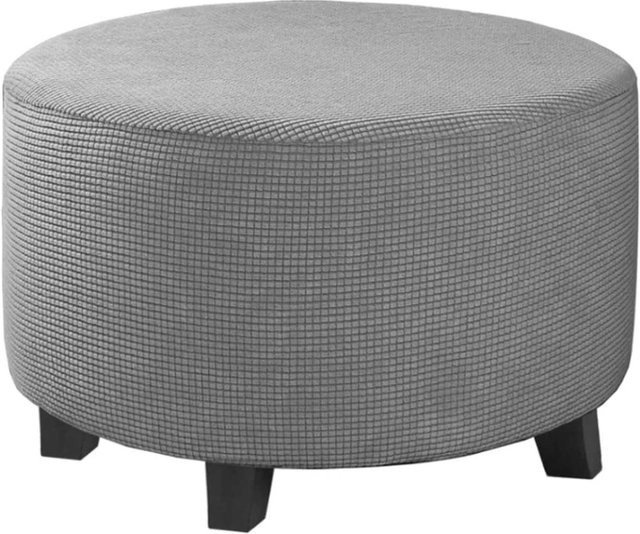 Stretch Jacquard Ottoman Hülle für runde Klapphocker in Grau, Größe S - Bild 1