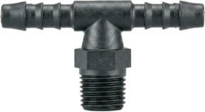 Riegler T-Einschraubstutzen aus Kunststoff in Schwarz für Schlauch LW 6 mm, R 1/8 a., SW 10, PA 6 - Bild 1