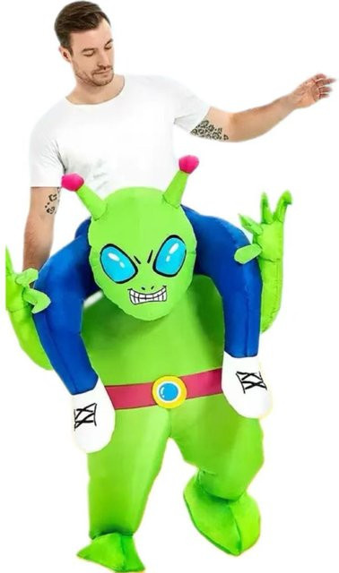 Doppelhörniges Alien aufblasbares Kostüm, Erwachsene, grün - Bild 1