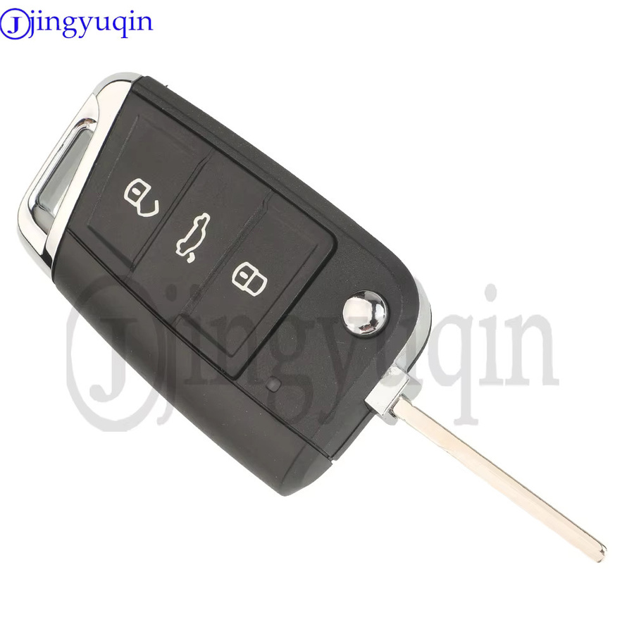 Jingyuqin Original Fernbedienung Autoschlüssel für VW Volkswagen POLO 2017-21, MQB49/5C 434MHz Chip 2G6959752/2G6959752D mit HU162t Klinge, Schwarz - Bild 2