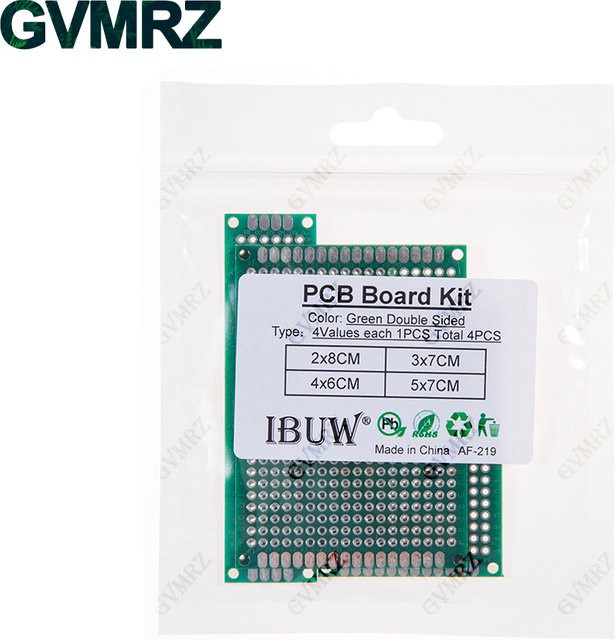 4 Stück PCB-Prototypenplatinen in Grün für Arduino und DIY-Elektronikprojekte, verschiedene Größen: B/T/H: 2 x 8 cm, 3 x 7 cm, 4 x 6 cm und 5 x 7 cm - Bild 1