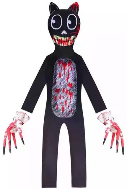VoyageLug Sirenhead Cartoon Katze Jumpsuit Kostüm Cosplay Outfit, Schwarz - Bild 1