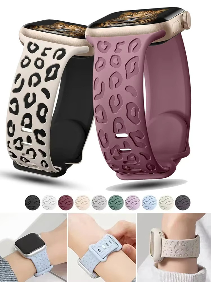 PEO Uhrenarmband Silikon, graviertes Leopardenmuster, Unisex - Bild 4