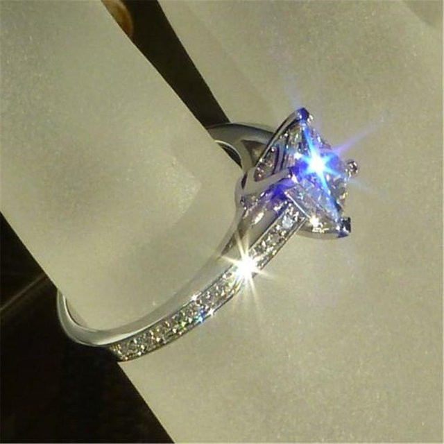 Diamantring 925 Silber, Laborgezüchteter Diamant, 0,6 ct, Damen - Bild 1