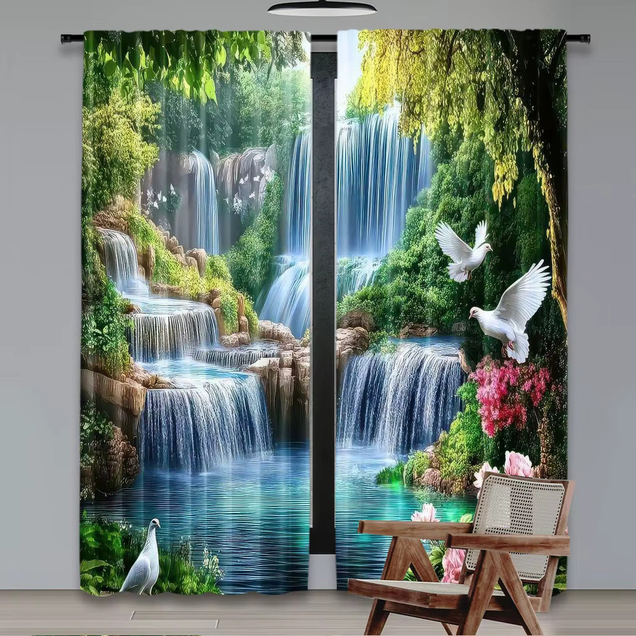SereneCascade 2er-Set Weihnachtsvorhänge aus Polyester mit digitalem 2D-Flachdruck für eine festliche Dekoration - Bild 2