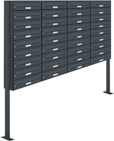 AL Briefkasten-System für 36 Parteien, freistehend, grau, B/H/T: 161,2 x 170 x 27,5 cm - Bild 1