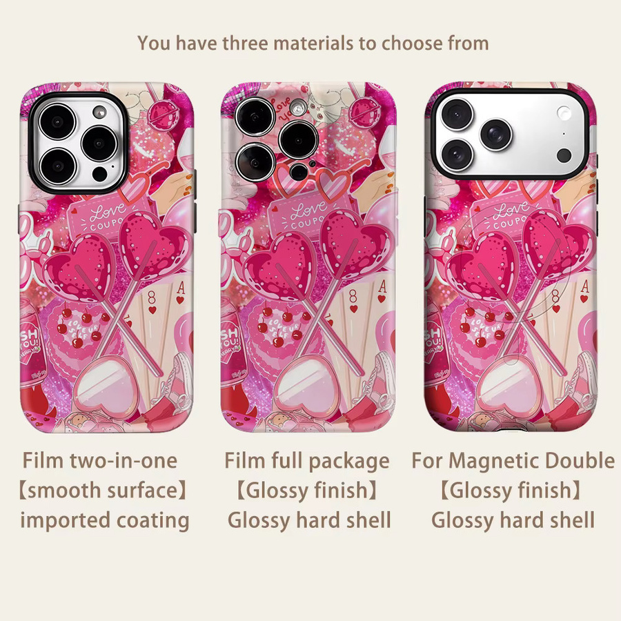 Potdemiel Fuchsia Sweetheart Magnetische Handyhülle für iPhone 17 16 15 14 13 Pro Max Plus, robuste doppelschichtige Schutzhülle in Pink - Bild 2