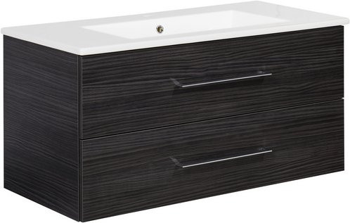 FACKELMANN Badmöbel-Set b.perfekt in Dark-Oak und Grau mit Soft-Close-Türen und Schubladen, Wandmontage, B/H/T: 103 x 51 x 48 cm - Bild 1