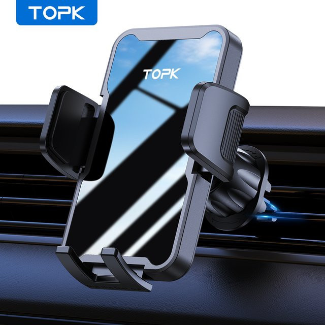 TOPK Handy-Autohalterung für Lüftungsschlitze, 360 Grad Rotations-Universal-Telefonständer in Schwarz für iPhone und Samsung - Bild 1