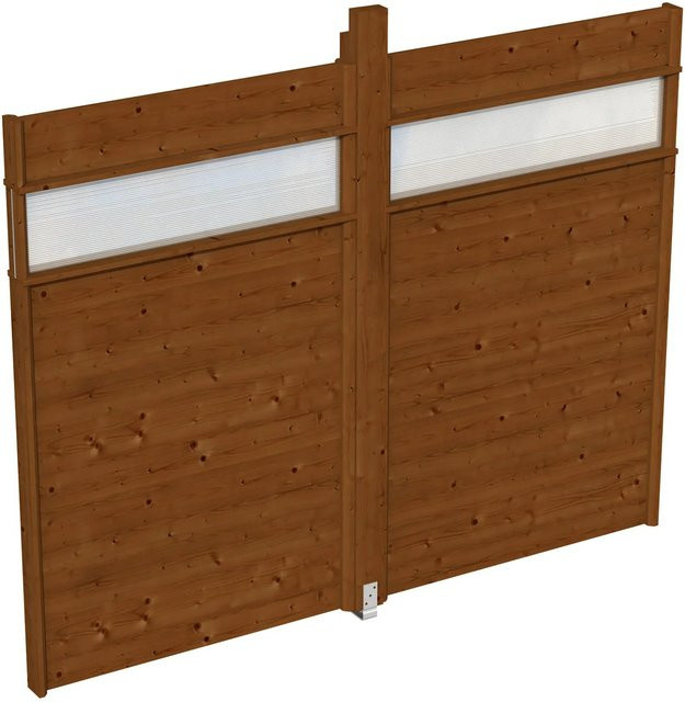 Skan Holz Wand für Pavillon Toulouse aus Fichte mit Lichtband aus Polycarbonat, Farbe: Nussbaum/braun, B/H: 270 x 209 cm - Bild 1