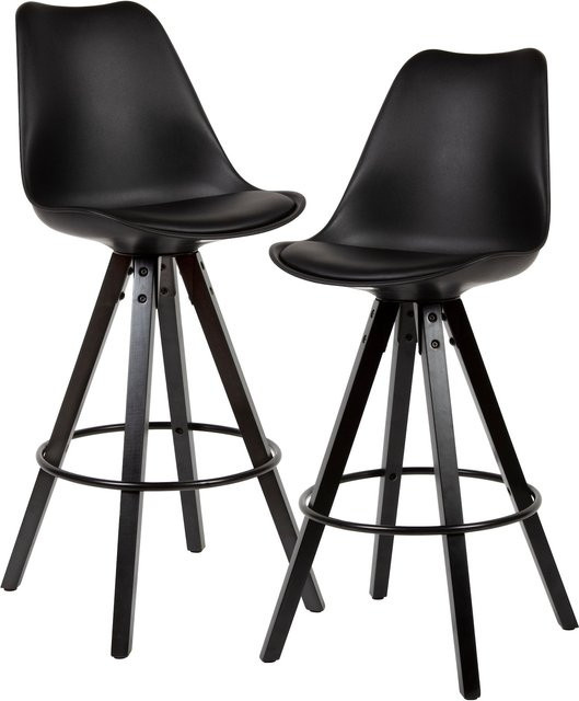 FineBuy 2er Set Barhocker Schwarz aus Kunstleder mit Lehne im skandinavischen Design - Bild 1