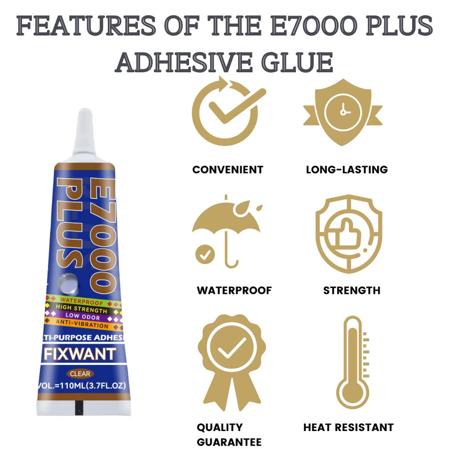 FIXWANT E7000 PLUS Mehrzweckkleber für Stoff, Leder, Metall und Kunststoff, wasserdicht und flexibel - Bild 3
