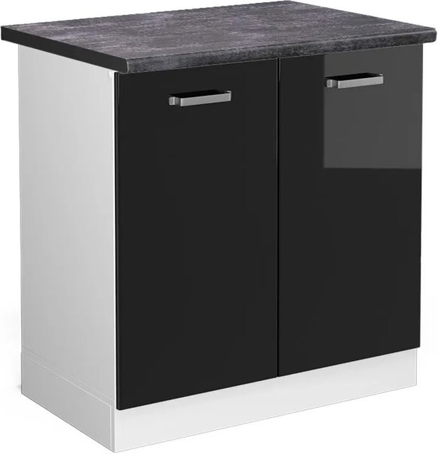 Vicco Spülenunterschrank R-Line in Schwarz Hochglanz und Weiß, B: 80 cm, H: 81,6 cm, T: 60 cm - Bild 1