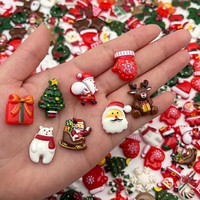 50 Stück festliche Weihnachtsanhänger aus Resin in Rot für deine DIY-Geschenkanhänger und Partydekorationen - Bild 1