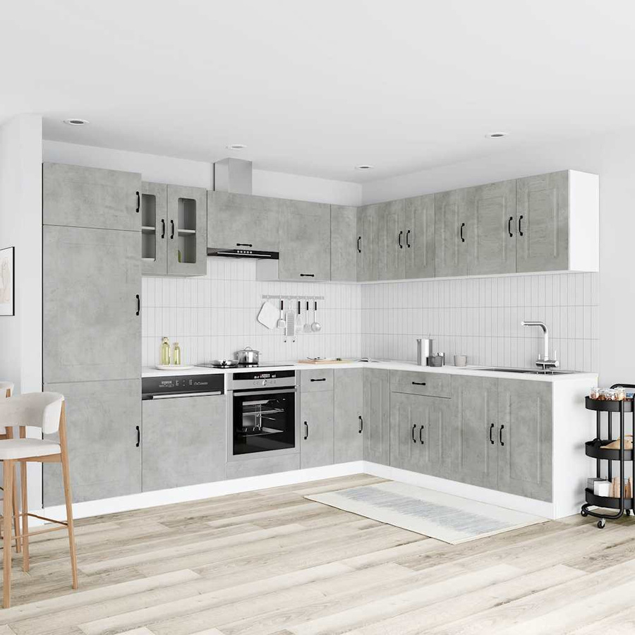 vidaXL Küchenschrank-Set Kalmar, 14-teilig, Betongrau, Holzwerkstoff - Bild 2
