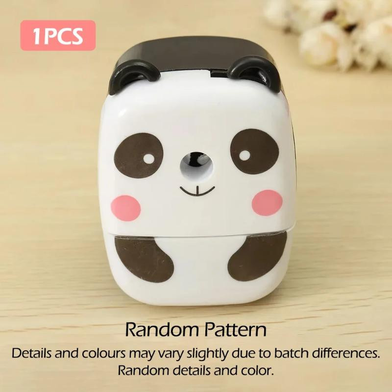 Handkurbel Bleistiftspitzer mit Panda und Tiger Design für Kinder und Schule in Schwarz-Weiß - Bild 3