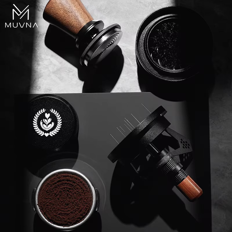 MUVNA Mantis WDT Verteilerwerkzeug Espressorrührer aus Edelstahl in Schwarz für 51 mm, 53 mm oder 58 mm Siebträger - Bild 4