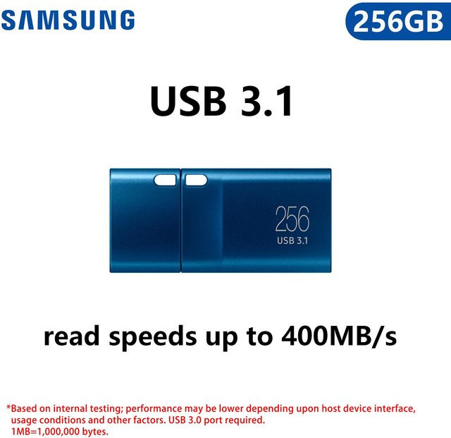 Samsung USB Typ-C Flash-Laufwerk 256GB Blau USB 3.2 Memory Stick für PC, Notebook, Handy und Tablet - Bild 1