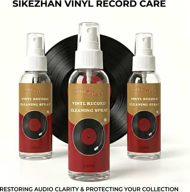 SIKEZHAN Vinyl-Schallplatten-Reinigungsspray 60ml Antistatischer Staub- und Schmutzentferner Transparent - Bild 1