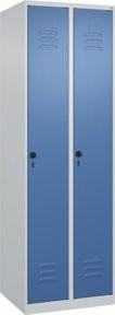 C+P Wäsche-Spind Classic PLUS mit 2 Abteilen, Sicherheits-Drehriegel, B/T/H: 60 x 50 x 185 cm, grau/blau - Bild 1