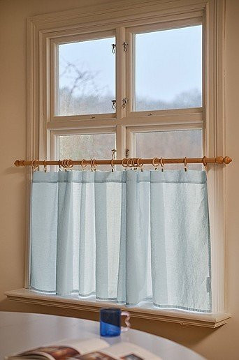 Jotex LINA Caféhausvorhang aus Leinen-Mix in Blau, semi-transparent, B/H: 250 x 75 cm - Bild 1
