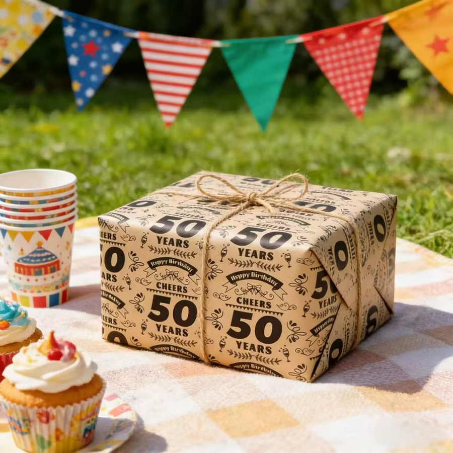 Vintage Kraftpapier zum 50. Geburtstag in Beige - Bild 5