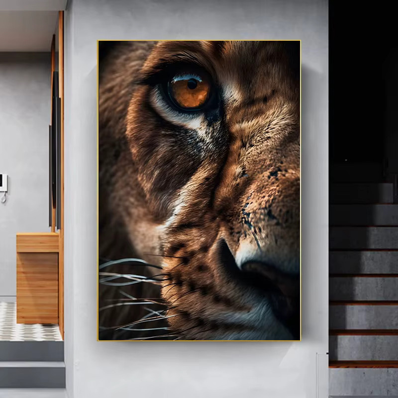Potdemiel Wildtier Wandkunst Tiger- und Löwenaugen-Poster als Leinwanddruck in Mehrfarbig - Bild 4