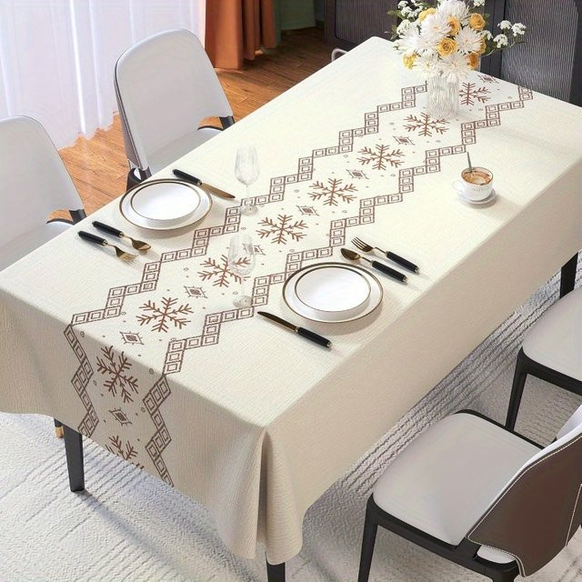 VIKAMA Rechteckige Tischdecke im Skandinavischen Stil mit Schneeflocken-Design, Wasserabweisend - Bild 1
