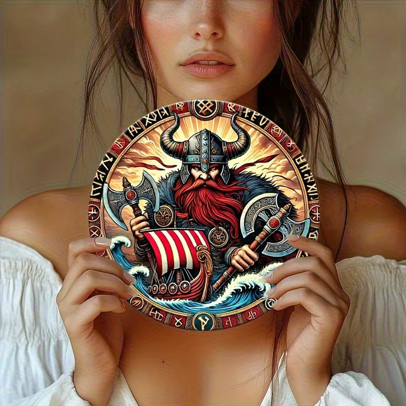 Potdemiel Wikinger Wanddekoration Metall Nordic Warrior Shield mit Runenmuster in Multicolour, Durchmesser: 20 cm - Bild 3