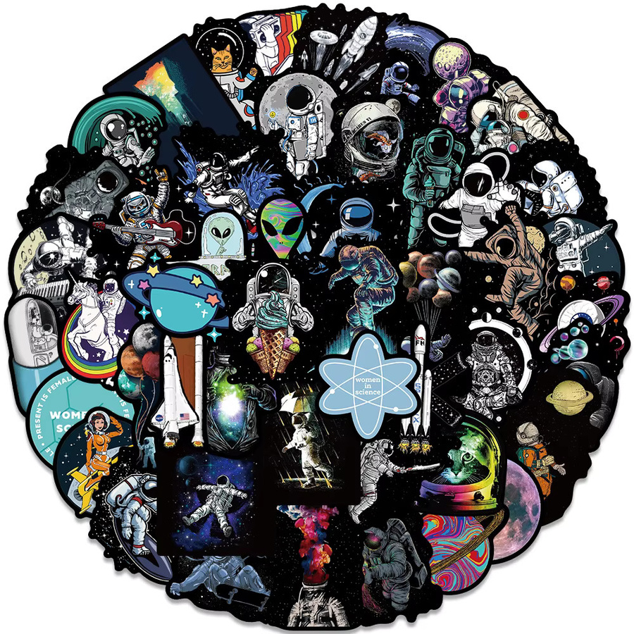 GOGOTU Weltraum-Astronauten-Graffiti-Aufkleber, 50-teiliges Set, PVC, multicolour - Bild 2