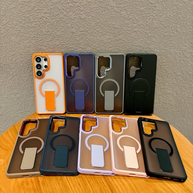Transparente Samsung Handyhülle mit klappbarem Ständer und Magnetfunktion in Purple für Galaxy S26 Plus, S25 Edge, S24 Ultra, S23 und S25 FE, matte Abdeckung und kabelloses Laden kompatibel - Bild 1