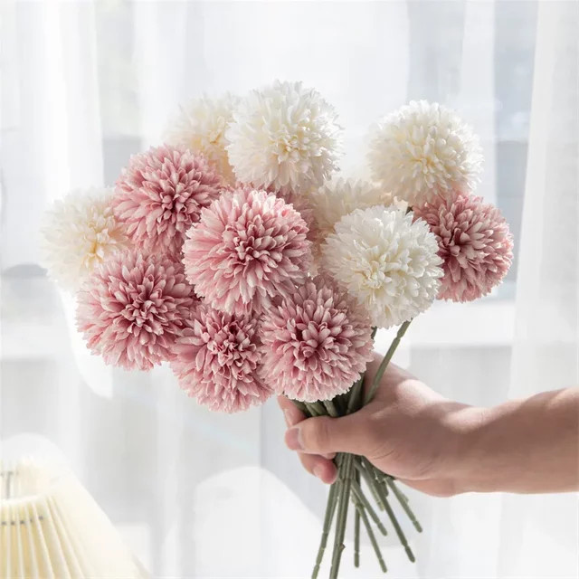 5er Set künstliche Hortensien in Pink im Boho-Stil für deine Hochzeits- und Wohnzimmerdekoration - Bild 1