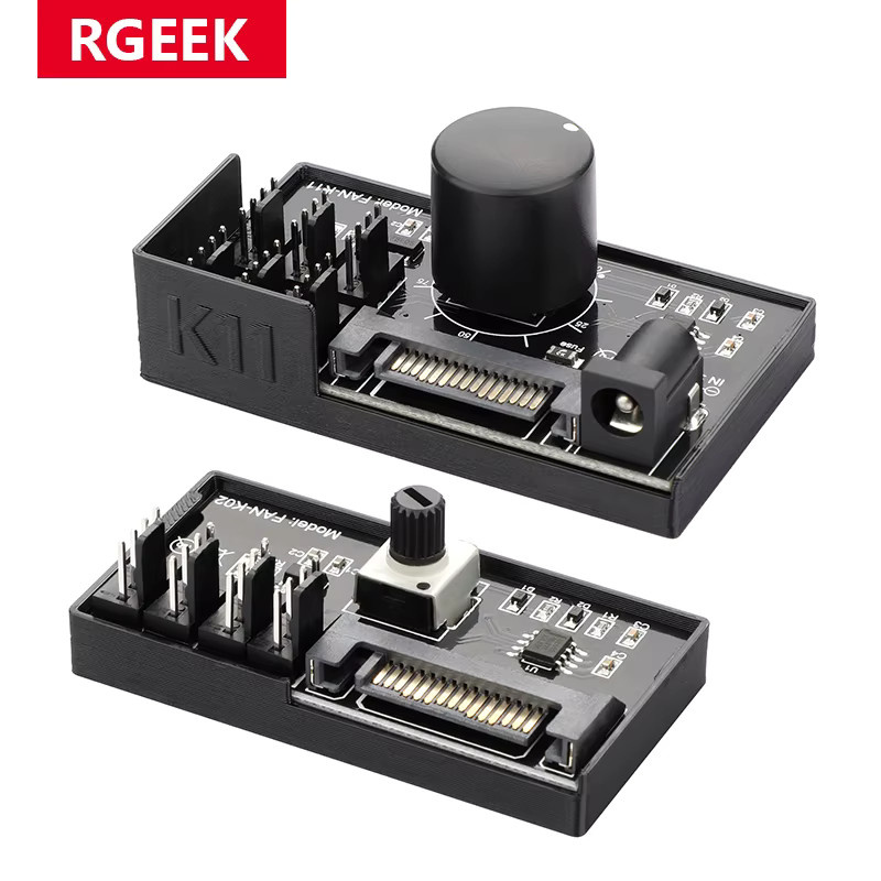 RGEEK PWM Lüfterdrehzahlregler mit SATA-Anschluss für NAS und Server, 4-Pin Lüftersteuerung, Schwarz - Bild 2