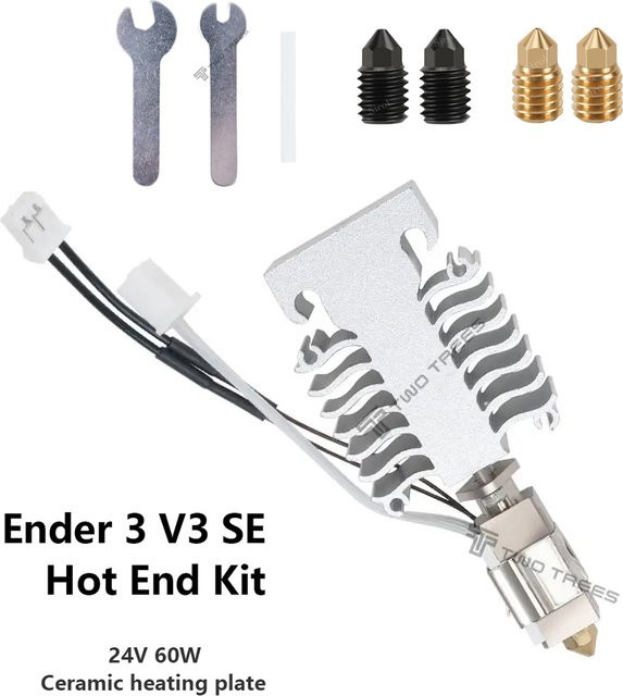 Creality Keramikheizung Hotend Kit für Ender 3 V3 SE 3D-Drucker, 24 V 60 W, Silber - Bild 1