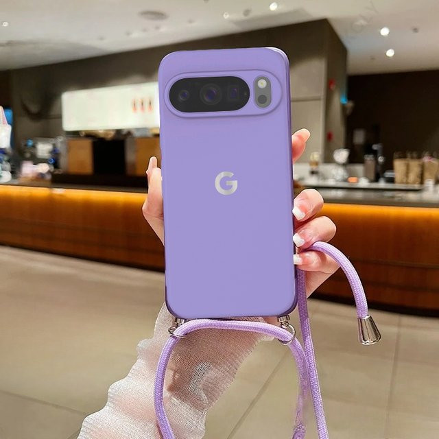 Seidig weiche Flüssigsilikon-Schutzhülle für Google Pixel 10 9 8 7 6 Pro XL mit Anti-Verlust-Umhängeband in Bonbonfarben - Bild 1