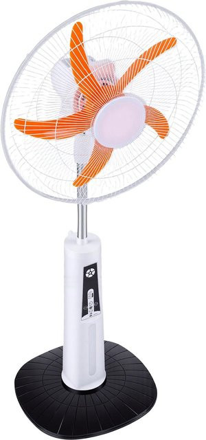 Fishine Solarbetriebener Standventilator mit Fernbedienung und Oszillation in Weiß - Bild 1